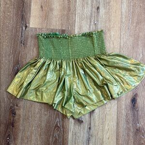 QUEEN OF SPARKLES Green and Gold High Waist Shorts